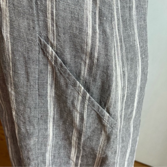 Garnet Hill—Linen Sleeveless Maxi Dress, Gray and Cream— 8 - Picture 5 of 7